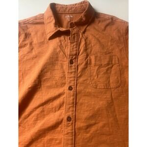 J. Crew Re-Imagined Mens Large Burnt Orange Slub Cotton Short Slve Shirt Pocket